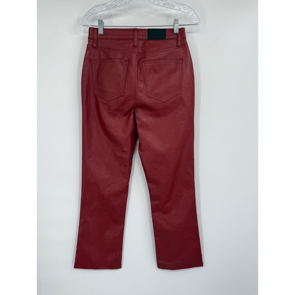 Pistola Pants Women's 26 Red Faux Leather Straight Crop‎ Holiday Grunge Chic NWT - Picture 7 of 13
